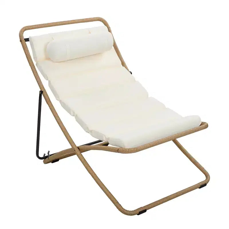 Polibi Ensemble de 2 chaises longues de jardin en rotin avec dossier inclinable et appuie-tête réglables