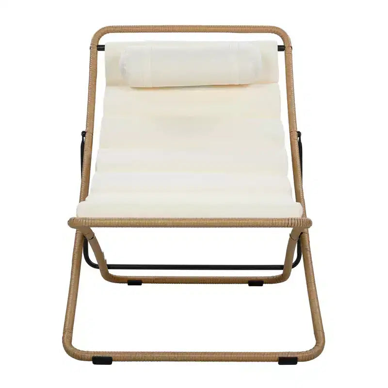 Polibi Ensemble de 2 chaises longues de jardin en rotin avec dossier inclinable et appuie-tête réglables