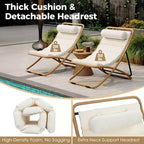 Polibi Ensemble de 2 chaises longues de jardin en rotin avec dossier inclinable et appuie-tête réglables