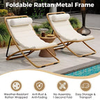 Polibi Ensemble de 2 chaises longues de jardin en rotin avec dossier inclinable et appuie-tête réglables