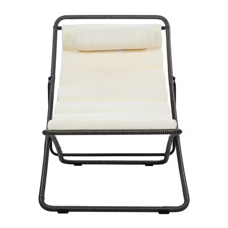 Polibi Ensemble de 2 chaises longues de jardin en rotin avec dossier inclinable et appuie-tête réglables