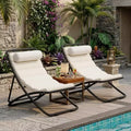 Polibi 2-Piece Outdoor Rattan Lounge Chair Set with Adjustable Recline & Headrest