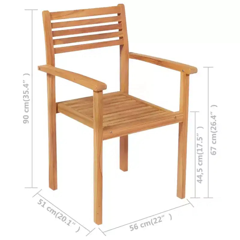 vidaXL Salon de jardin Teck massif Marron chaud Grande taille Empilable