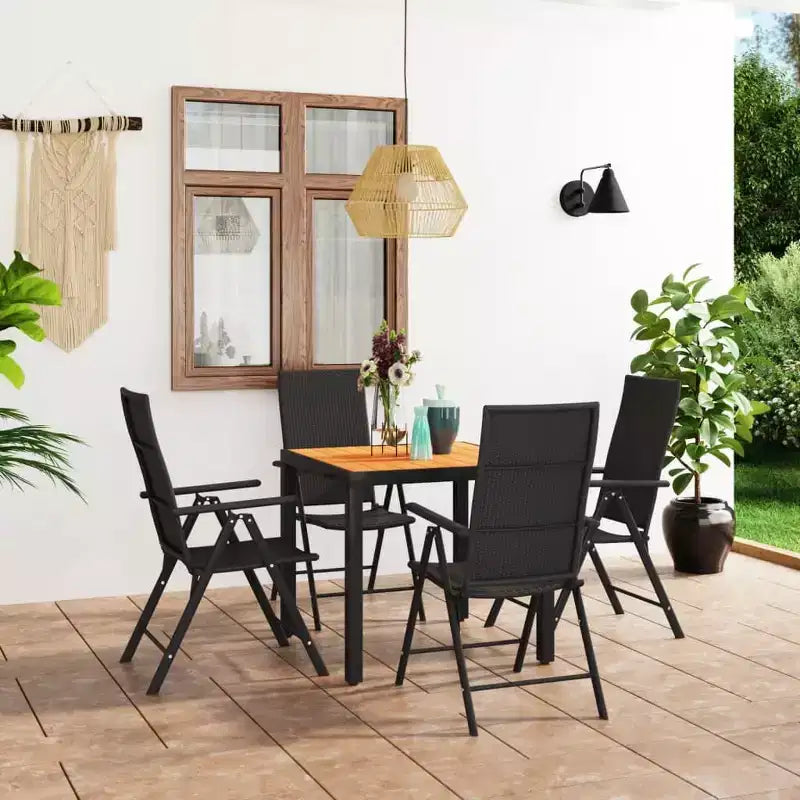 vidaXL Ensemble de salle à manger Noir et marron Résine tressée, composite bois-plastique, aluminium Standard