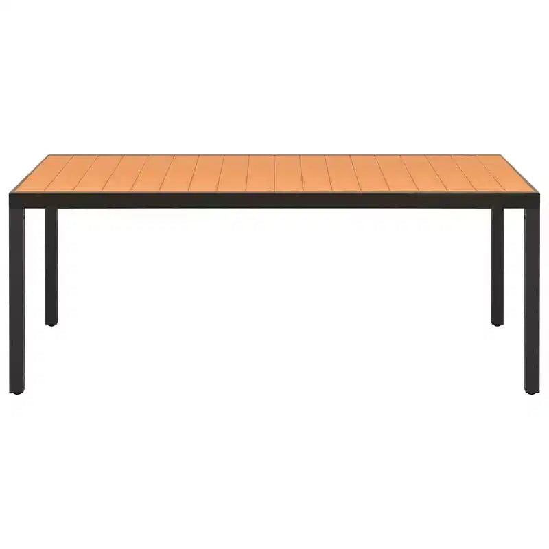vidaXL Ensemble de salle à manger noir et marron, cadre en aluminium, résine tressée, grand format WPC