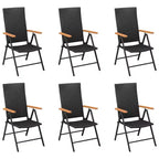 vidaXL Ensemble de salle à manger noir et marron, cadre en aluminium, résine tressée, grand format WPC