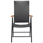 vidaXL Ensemble de salle à manger noir et marron, cadre en aluminium, résine tressée, grand format WPC