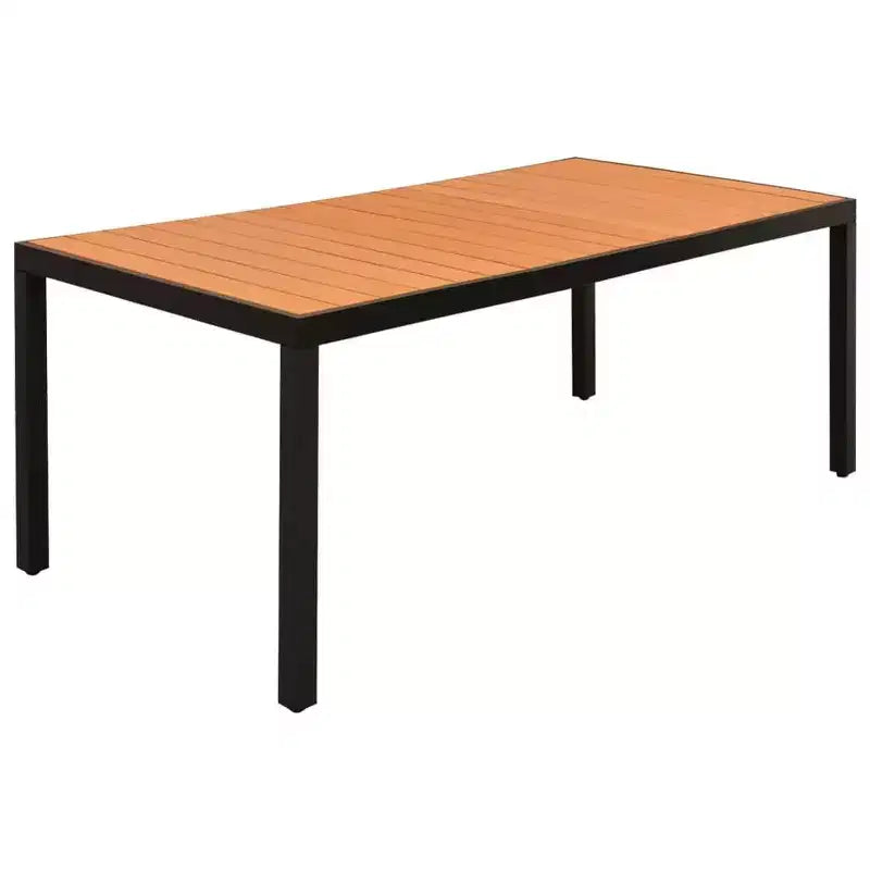 vidaXL Ensemble de salle à manger noir et marron, cadre en aluminium, résine tressée, grand format WPC