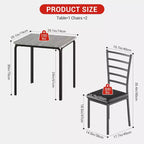 Ensemble de salle à manger carré 2 pièces peu encombrant pour 2 personnes, table et chaises compactes pour cuisine, appartement, coin petit-déjeuner et petits espaces de salle à manger, 73,9x73,9x76,2 cm