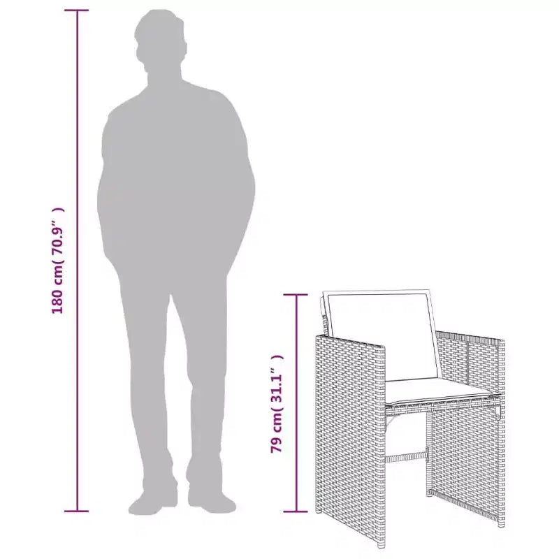 vidaXL Mobilier de salle à manger d'extérieur 12 pièces gris résine tressée 13 pièces pliable