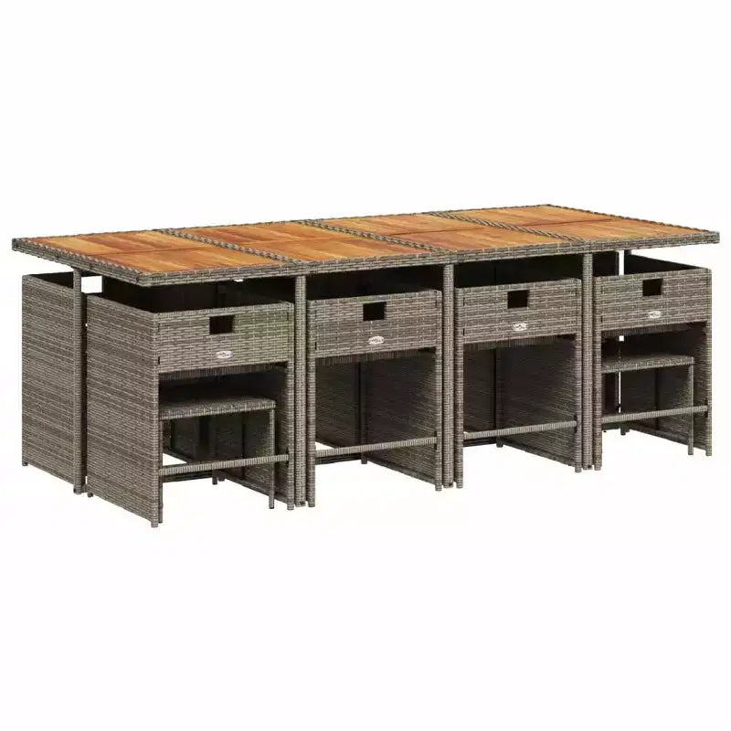 vidaXL Mobilier de salle à manger d'extérieur 12 pièces gris résine tressée 13 pièces pliable