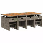 vidaXL Mobilier de salle à manger d'extérieur 12 pièces gris résine tressée 13 pièces pliable