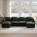 Canapé sectionnel GDFStudio Pooja Modern 137 six pièces en bois avec revêtement en chenille et deux oreillers