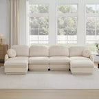 Canapé sectionnel GDFStudio Pooja Modern 137 six pièces en bois avec revêtement en chenille et deux oreillers