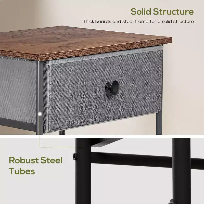 Ensemble 3 pièces VECELO : lit rembourré et tables de chevet, cadre de lit en tissu beige clair avec 2 tables de chevet de rangement