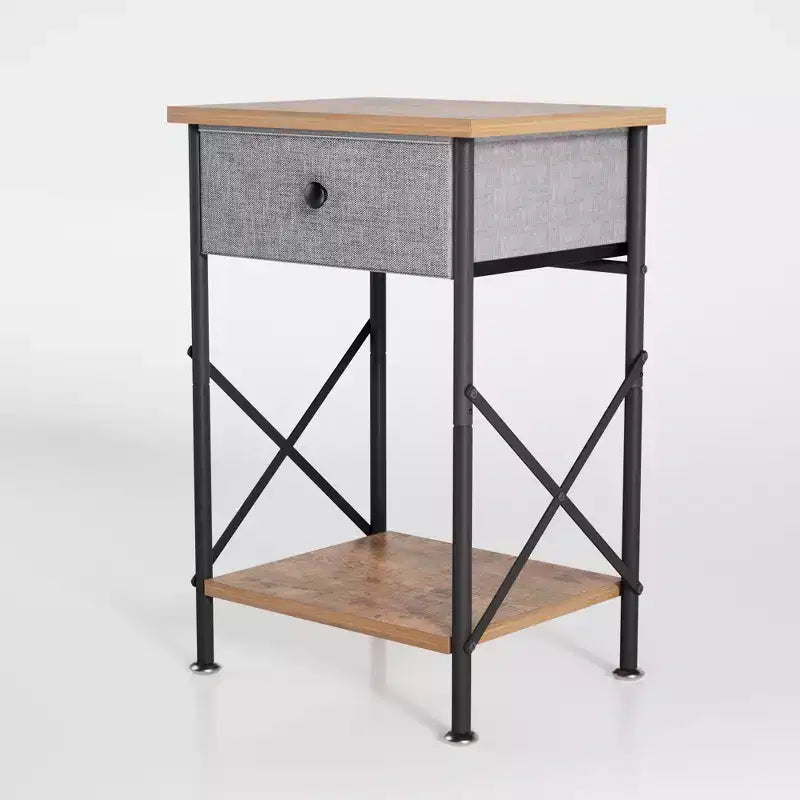 Ensemble 3 pièces VECELO : lit rembourré et tables de chevet, cadre de lit en tissu beige clair avec 2 tables de chevet de rangement