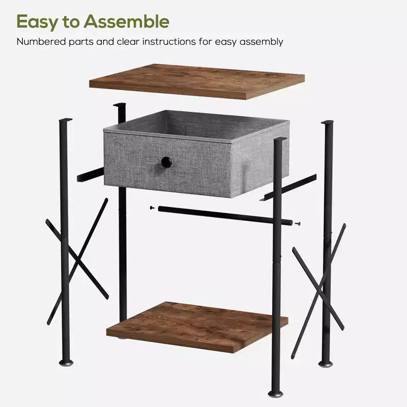 Ensemble 3 pièces VECELO : lit rembourré et tables de chevet, cadre de lit en tissu beige clair avec 2 tables de chevet de rangement