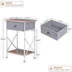 Ensemble 3 pièces VECELO : lit rembourré et tables de chevet, cadre de lit en tissu beige clair avec 2 tables de chevet de rangement
