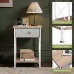 Ensemble 3 pièces VECELO : lit rembourré et tables de chevet, cadre de lit en tissu beige clair avec 2 tables de chevet de rangement