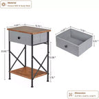 Ensemble 3 pièces VECELO : lit rembourré et tables de chevet, cadre de lit en tissu beige clair avec 2 tables de chevet de rangement