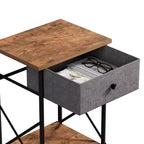 Ensemble 3 pièces VECELO : lit rembourré et tables de chevet, cadre de lit en tissu beige clair avec 2 tables de chevet de rangement