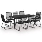 vidaXL 9 Piece Patio Dining Set Poly Rattan and Glass