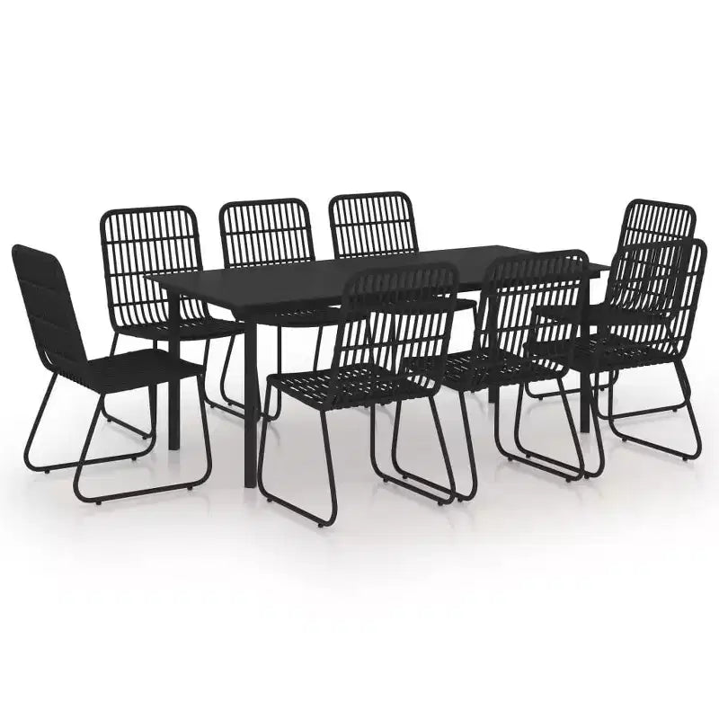 vidaXL 9 Piece Patio Dining Set Poly Rattan and Glass