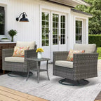 Ensemble de patio 3 pièces HOMLUX : Fauteuils pivotants à bascule et table d'appoint en osier toutes saisons