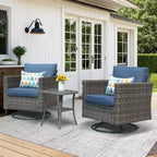 Ensemble de patio 3 pièces HOMLUX : Fauteuils pivotants à bascule et table d'appoint en osier toutes saisons