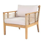 Ensemble de canapé d'extérieur 5 pièces, salon de jardin en bois d'acacia avec canapé 3 places, 2 fauteuils et 2 tables basses pour jardin, bord de piscine-Panipeachy