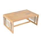 Ensemble de canapé d'extérieur 5 pièces, salon de jardin en bois d'acacia avec canapé 3 places, 2 fauteuils et 2 tables basses pour jardin, bord de piscine-Panipeachy