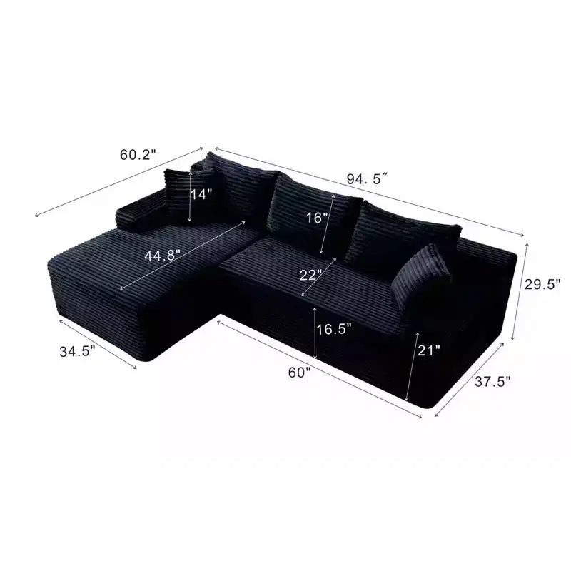 Canapé d'angle moderne GDFStudio Faris 95 deux pièces avec design compressé en L