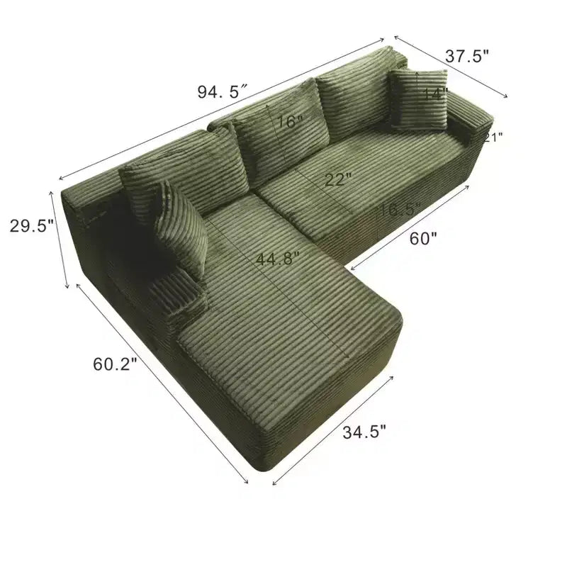 Canapé d'angle moderne GDFStudio Faris 95 deux pièces avec design compressé en L