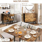 47 Ensemble de salle à manger pliant 5 pièces de style ferme pour 4 personnes - Table pliante en bois sur roulettes et 4 chaises pliantes - Cadre en acier robuste, peu encombrant pour appartement