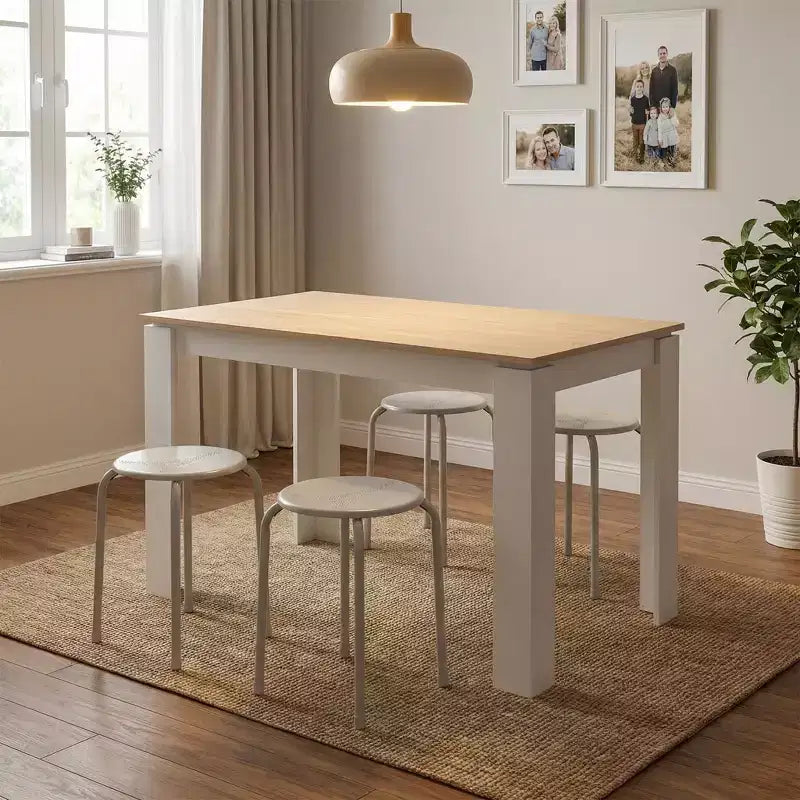 Ensemble Table et Chaises de Salle à Manger FurnitureR pour 4 Personnes, Table de Cuisine Moderne avec 4 Tabourets en Métal, Ensemble de Salle à Manger Peu Encombrant pour Cuisine, Salle à Manger, Appartement