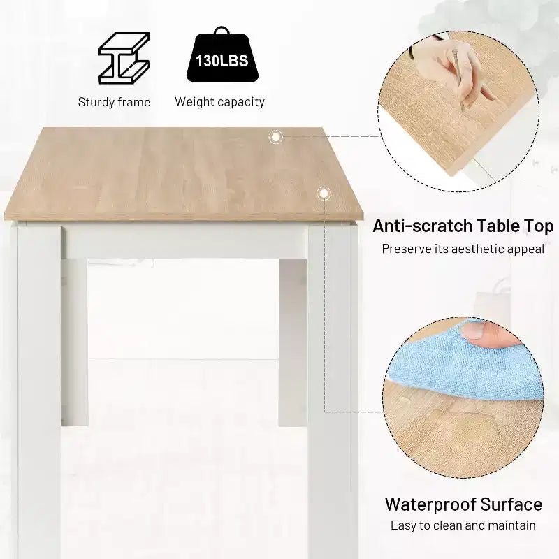 Ensemble Table et Chaises de Salle à Manger FurnitureR pour 4 Personnes, Table de Cuisine Moderne avec 4 Tabourets en Métal, Ensemble de Salle à Manger Peu Encombrant pour Cuisine, Salle à Manger, Appartement