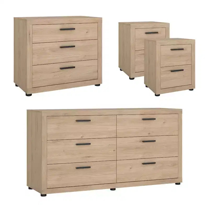 Tvilum, Mira 4-Piece Bedroom Set, Jackson Hickory