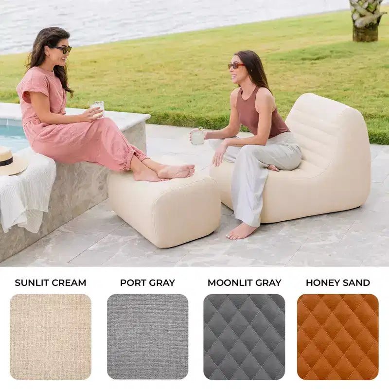 Ensemble de mobilier de jardin d'extérieur Big Joe Solvana, tissu de performance en lin résistant aux intempéries, fauteuil principal, crème ensoleillée