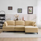Canapé sectionnel GDFStudio Hiroto moderne 4 pièces en bois et tissu chenille avec jupe plissée amovible à volants et accoudoirs évasés