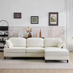Canapé sectionnel GDFStudio Hiroto moderne 4 pièces en bois et tissu chenille avec jupe plissée amovible à volants et accoudoirs évasés