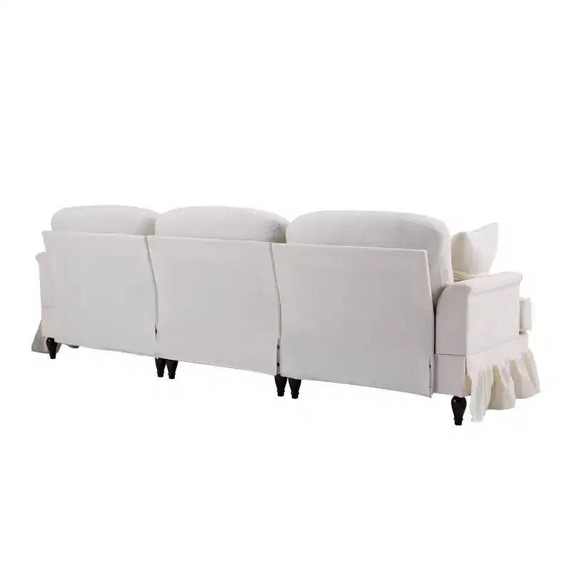 Canapé sectionnel GDFStudio Hiroto moderne 4 pièces en bois et tissu chenille avec jupe plissée amovible à volants et accoudoirs évasés