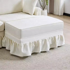 Canapé sectionnel GDFStudio Hiroto moderne 4 pièces en bois et tissu chenille avec jupe plissée amovible à volants et accoudoirs évasés