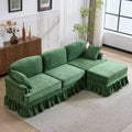 GDFStudio Hiroto Modern 4 Piece Wooden Chenille Upholstered Sectional Sofa with Removable Ruffled Pleated Skirt and Flared Arms