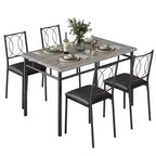 Ensemble table de salle à manger de ferme pour 4 avec 4 chaises rembourrées, table de cuisine en bois robuste, meubles de salle à manger compacts pour appartement