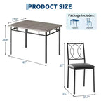 Ensemble table de salle à manger de ferme pour 4 avec 4 chaises rembourrées, table de cuisine en bois robuste, meubles de salle à manger compacts pour appartement