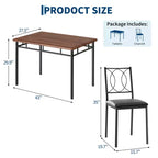 Ensemble table de salle à manger de ferme pour 4 avec 4 chaises rembourrées, table de cuisine en bois robuste, meubles de salle à manger compacts pour appartement