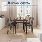 Ensemble table de salle à manger de ferme pour 4 avec 4 chaises rembourrées, table de cuisine en bois robuste, meubles de salle à manger compacts pour appartement