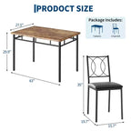 Ensemble table de salle à manger de ferme pour 4 avec 4 chaises rembourrées, table de cuisine en bois robuste, meubles de salle à manger compacts pour appartement