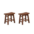 Set of 2 18" Sonoma Saddle Stools, Acacia Wood, Rustic Farmhouse - Boraam
