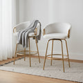 Set of 2 Claire Counter Height Barstools Gold/Cream - LumiSource: Fixed-Height, Swivel, Velvet Upholstery